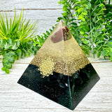 PROTECTION - Beginners Series  - Orgonite Pyramid - EMF Protector - Dragon Bloodstone, Shungite with Brass Metal
