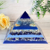 WATER - The Elementals Golden Ratio Special Edition Orgonite Pyramid - EMF Protector - Aquamarine, Chrysoprase, Amazonite, Sodalite, Lapiz Lazuli, Blue Lace Agate and Aluminum Metals