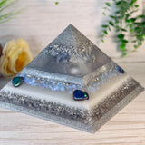 SPIRIT / ETHER - The Elementals Golden Ratio Special Edition Orgonite Pyramid - EMF Protector - Celestite, Selenite, Opalite, Rainbow Hematite, Aura Quartz, Clear Quartz and Aluminum Metals