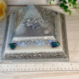 SPIRIT / ETHER - The Elementals Golden Ratio Special Edition Orgonite Pyramid - EMF Protector - Celestite, Selenite, Opalite, Rainbow Hematite, Aura Quartz, Clear Quartz and Aluminum Metals