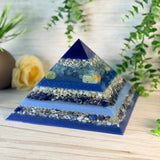 WATER - The Elementals Golden Ratio Special Edition Orgonite Pyramid - EMF Protector - Aquamarine, Chrysoprase, Amazonite, Sodalite, Lapiz Lazuli, Blue Lace Agate and Aluminum Metals