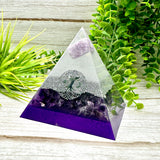 SLEEP & RELAXATION - Beginners Series  - Orgonite Pyramid - EMF Protector - Lepidolite, Amethyst Crystal and Aluminum Metals