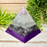 SLEEP & RELAXATION - Beginners Series  - Orgonite Pyramid - EMF Protector - Lepidolite, Amethyst Crystal and Aluminum Metals