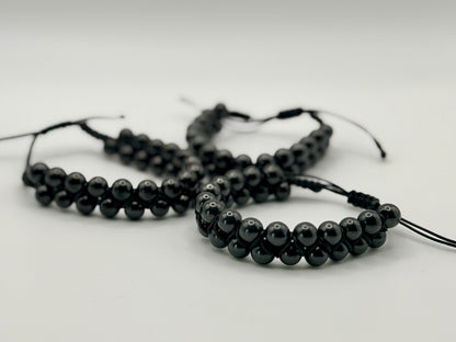 SHUNGITE DOUBLE MACRAME BRACELETS! - EMF Protection - Hand Cut Genuine Natural Shungite Bracelet High Quality Black Lustrous Gemstone from Russia