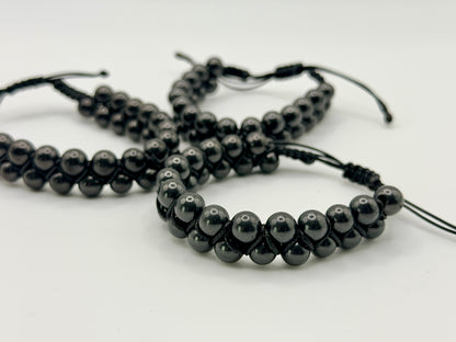 SHUNGITE DOUBLE MACRAME BRACELETS! - EMF Protection - Hand Cut Genuine Natural Shungite Bracelet High Quality Black Lustrous Gemstone from Russia