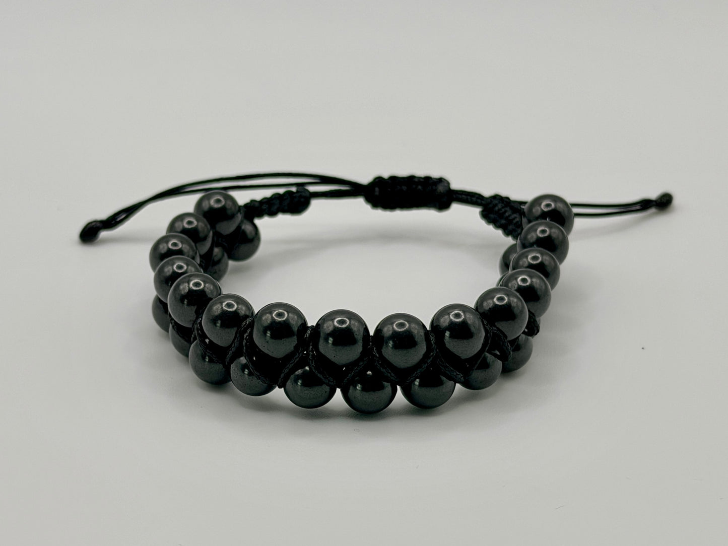 SHUNGITE DOUBLE MACRAME BRACELETS! - EMF Protection - Hand Cut Genuine Natural Shungite Bracelet High Quality Black Lustrous Gemstone from Russia