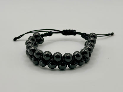 SHUNGITE DOUBLE MACRAME BRACELETS! - EMF Protection - Hand Cut Genuine Natural Shungite Bracelet High Quality Black Lustrous Gemstone from Russia