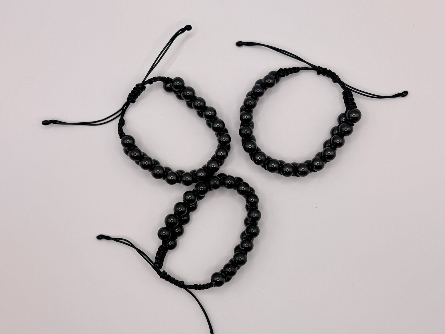 SHUNGITE DOUBLE MACRAME BRACELETS! - EMF Protection - Hand Cut Genuine Natural Shungite Bracelet High Quality Black Lustrous Gemstone from Russia