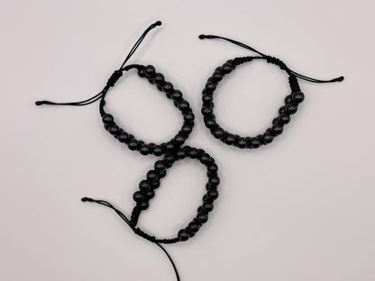 SHUNGITE DOUBLE MACRAME BRACELETS! - EMF Protection - Hand Cut Genuine Natural Shungite Bracelet High Quality Black Lustrous Gemstone from Russia