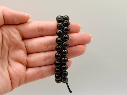 SHUNGITE DOUBLE MACRAME BRACELETS! - EMF Protection - Hand Cut Genuine Natural Shungite Bracelet High Quality Black Lustrous Gemstone from Russia