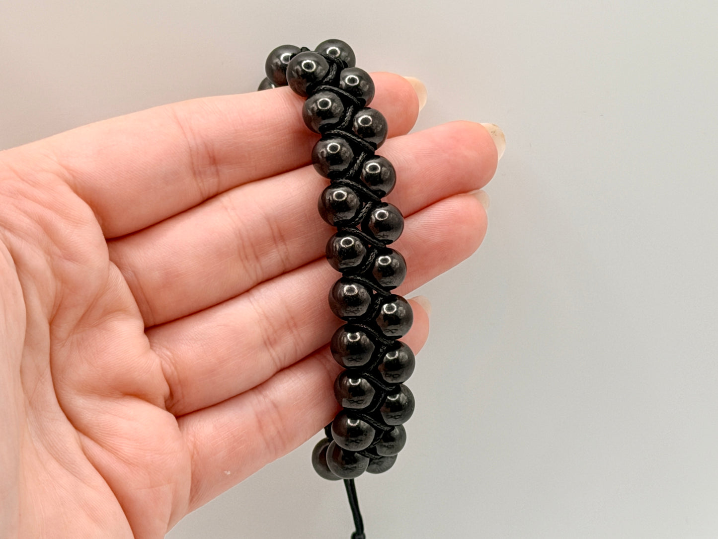 SHUNGITE DOUBLE MACRAME BRACELETS! - EMF Protection - Hand Cut Genuine Natural Shungite Bracelet High Quality Black Lustrous Gemstone from Russia
