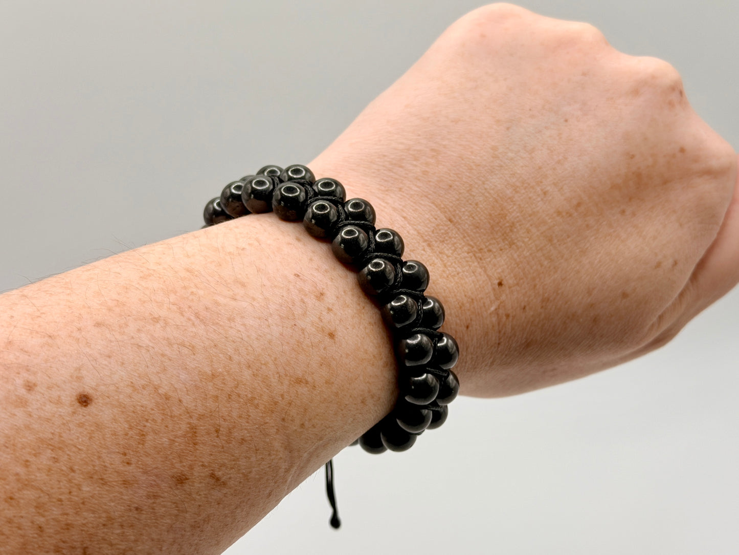 SHUNGITE DOUBLE MACRAME BRACELETS! - EMF Protection - Hand Cut Genuine Natural Shungite Bracelet High Quality Black Lustrous Gemstone from Russia