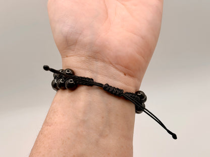 SHUNGITE DOUBLE MACRAME BRACELETS! - EMF Protection - Hand Cut Genuine Natural Shungite Bracelet High Quality Black Lustrous Gemstone from Russia