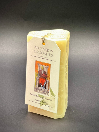 THE EMPEROR CARD - Special Edition Tarot Candle - Natural Soy Candle by Ascension Orgonites