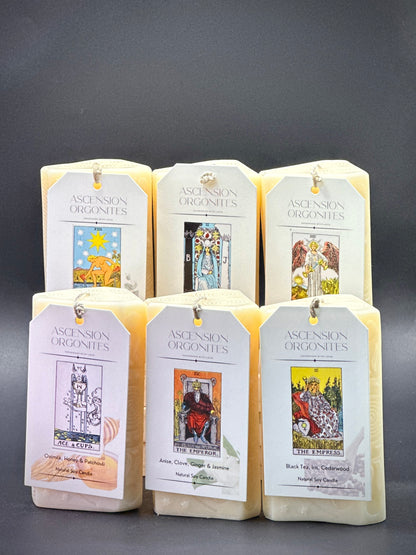 Special Edition Tarot Card Candle Set of 6 - Natural Soy Candles  by Ascension Orgonites