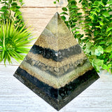JASPER - Orgonite Pyramid - EMF Protector - Shungite, Pyrite, Black Obsidian & Brass Metals