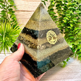 JASPER - Orgonite Pyramid - EMF Protector - Shungite, Pyrite, Black Obsidian & Brass Metals