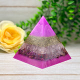 INTEGRATION - Beginners Series  - Orgonite Pyramid - EMF Protector - Rose Quartz, Ruby & Brass Metals