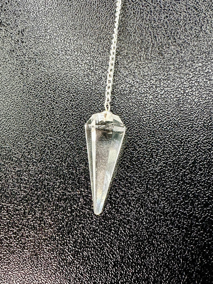 Pendulum Set - Clear Quartz and Metal Pendulum Set for Dowsing!