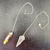 Pendulum Set - Clear Quartz and Metal Pendulum Set for Dowsing!
