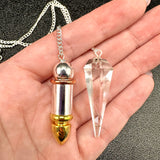 Pendulum Set - Clear Quartz and Metal Pendulum Set for Dowsing!