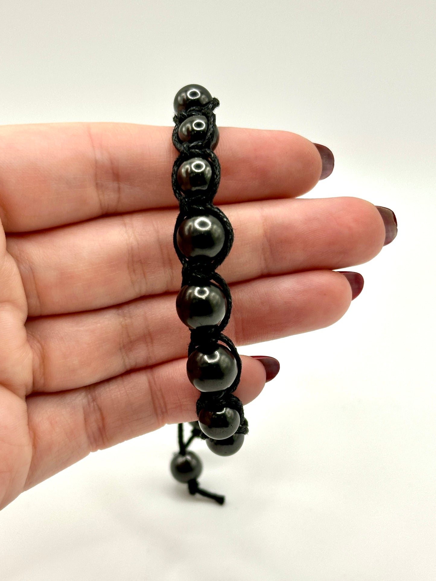 SHUNGITE MACRAME BRACELETS! - EMF Protection - Hand Cut Genuine Natural Shungite Pendant High Quality Black Lustrous Gemstone from Russia