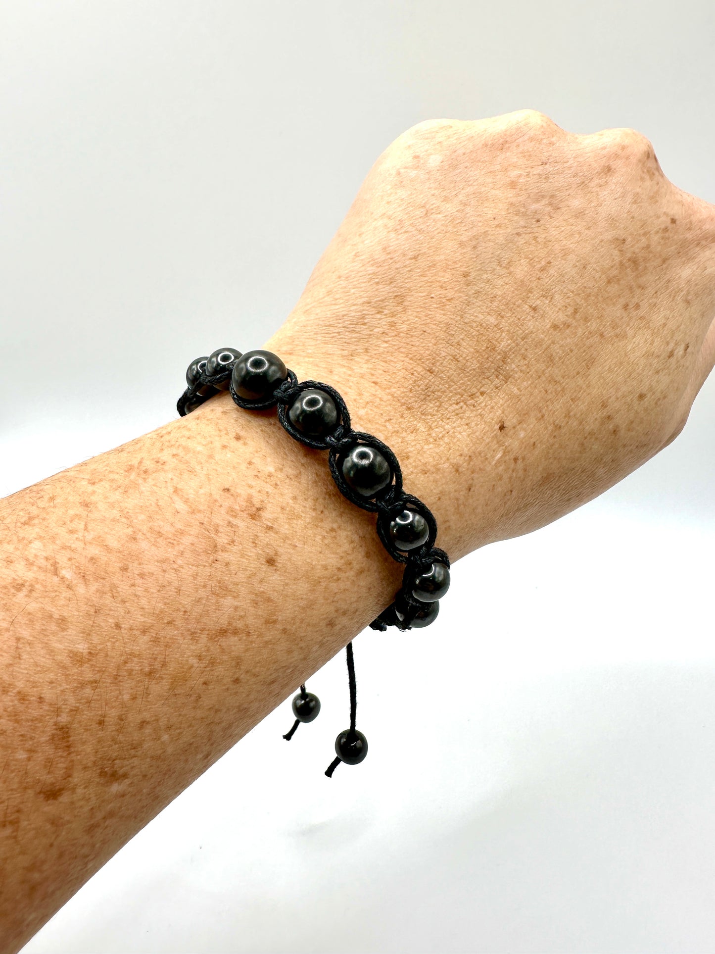 SHUNGITE MACRAME BRACELETS! - EMF Protection - Hand Cut Genuine Natural Shungite Pendant High Quality Black Lustrous Gemstone from Russia