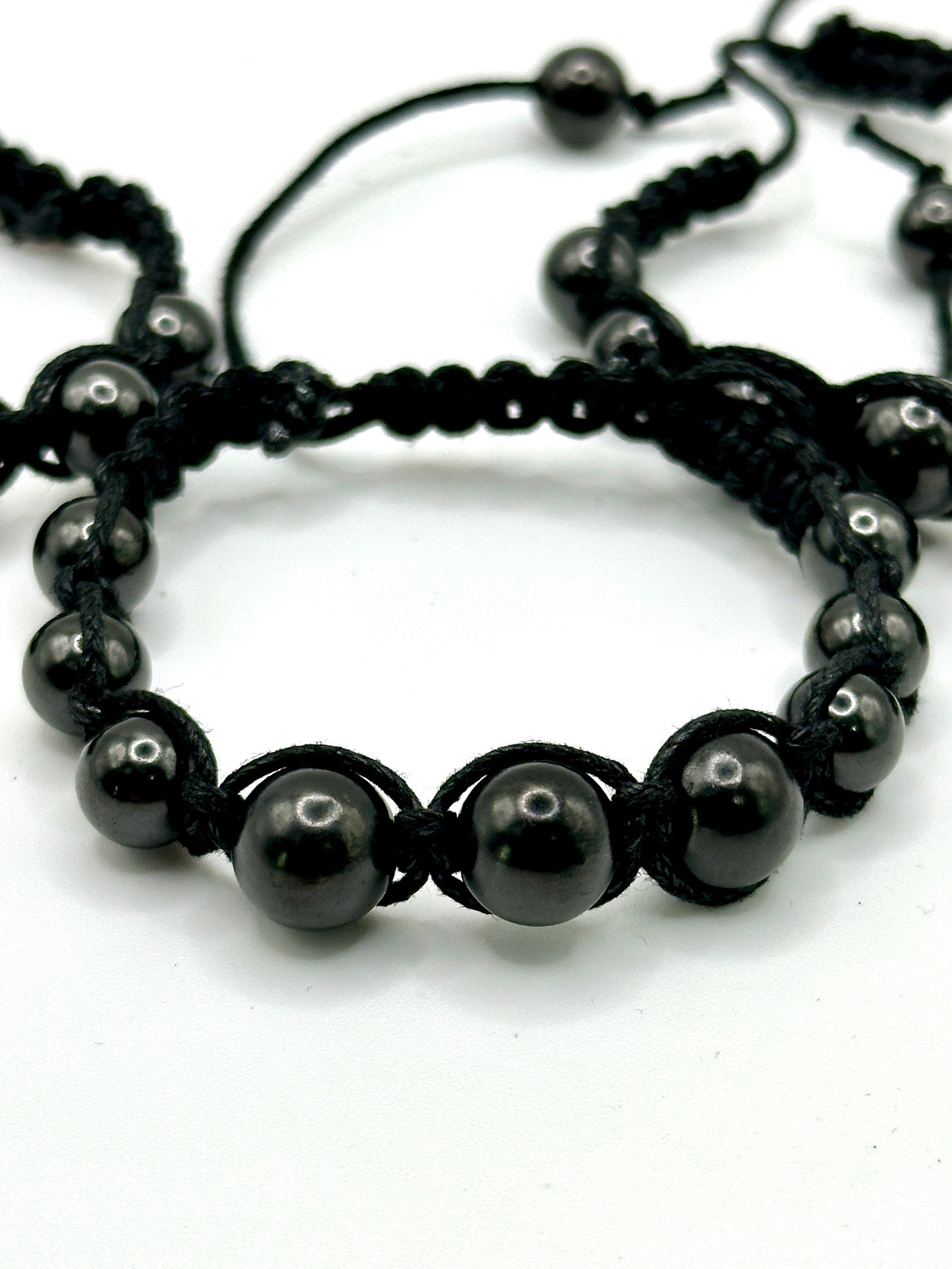 SHUNGITE MACRAME BRACELETS! - EMF Protection - Hand Cut Genuine Natural Shungite Pendant High Quality Black Lustrous Gemstone from Russia