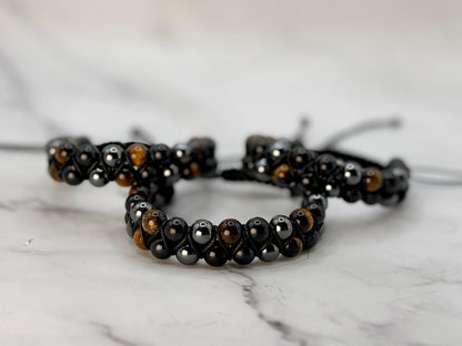 SHUNGITE DOUBLE MACRAME BRACELETS! - EMF Protection - Hand Cut Genuine Natural Shungite Bracelet High Quality Black Lustrous Gemstone from Russia