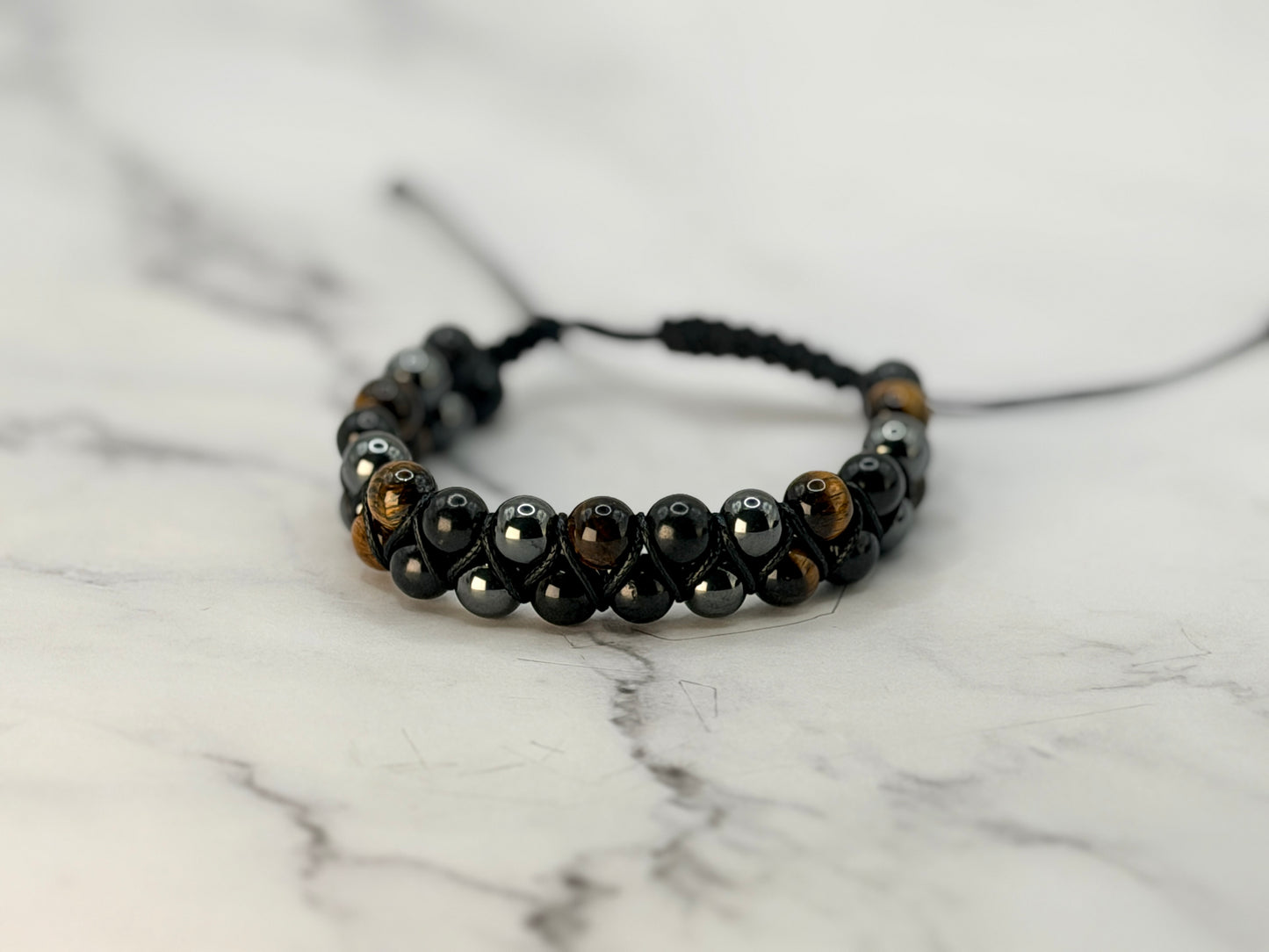 SHUNGITE DOUBLE MACRAME BRACELETS! - EMF Protection - Hand Cut Genuine Natural Shungite Bracelet High Quality Black Lustrous Gemstone from Russia