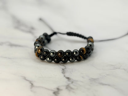 SHUNGITE DOUBLE MACRAME BRACELETS! - EMF Protection - Hand Cut Genuine Natural Shungite Bracelet High Quality Black Lustrous Gemstone from Russia