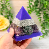 CALMING - Beginners Series  - Orgonite Pyramid - EMF Protector - Amethyst, Lepidolite & Aluminum Metals