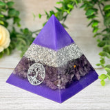 CALMING - Beginners Series  - Orgonite Pyramid - EMF Protector - Amethyst, Lepidolite & Aluminum Metals