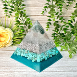 INTUITION - Beginners Series  - Orgonite Pyramid - EMF Protector - Tree Agate and Turquoise with Aluminum Metals
