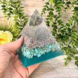 INTUITION - Beginners Series  - Orgonite Pyramid - EMF Protector - Tree Agate and Turquoise with Aluminum Metals