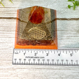 ENERGY- Beginners Series  - Orgonite Pyramid - EMF Protector - Fire Agate and Carnelian with Brass Metals