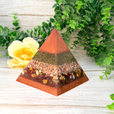 EMPOWERMENT - Beginners Series  - Orgonite Pyramid - EMF Protector - Rhodochrosite, Mookaite & Brass Metals