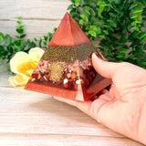 EMPOWERMENT - Beginners Series  - Orgonite Pyramid - EMF Protector - Rhodochrosite, Mookaite & Brass Metals