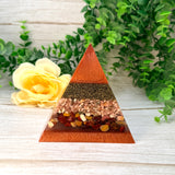 EMPOWERMENT - Beginners Series  - Orgonite Pyramid - EMF Protector - Rhodochrosite, Mookaite & Brass Metals
