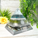 AXEL - Orgonite Pyramid - EMF Protector - Peridot, Selenite, Labradorite & Amazonite with Aluminum Metals
