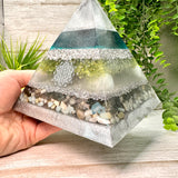 AXEL - Orgonite Pyramid - EMF Protector - Peridot, Selenite, Labradorite & Amazonite with Aluminum Metals