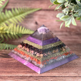 LEONA - Violet Flame Golden Ratio Special Edition Pyramid! - EMF Protector - Amethyst, Garnet, Rhodonite, Red Jasper & Rose Quartz with Brass Metals