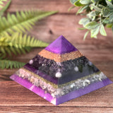 DAPHNE - Violet Flame Golden Ratio Special Edition Pyramid! - EMF Protector - Amethyst, Purple Opal, Kunzite & Morganite with Copper and Brass Metals