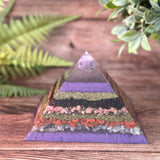 LEONA - Violet Flame Golden Ratio Special Edition Pyramid! - EMF Protector - Amethyst, Garnet, Rhodonite, Red Jasper & Rose Quartz with Brass Metals