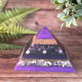 DAPHNE - Violet Flame Golden Ratio Special Edition Pyramid! - EMF Protector - Amethyst, Purple Opal, Kunzite & Morganite with Copper and Brass Metals