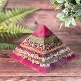 LORELAI - Violet Flame Golden Ratio Special Edition Pyramid! - EMF Protector - Rhodonite, Ruby, Rhodochrosite and Pink Opal with Copper and Brass Metals