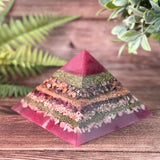 LORELAI - Violet Flame Golden Ratio Special Edition Pyramid! - EMF Protector - Rhodonite, Ruby, Rhodochrosite and Pink Opal with Copper and Brass Metals