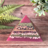 LORELAI - Violet Flame Golden Ratio Special Edition Pyramid! - EMF Protector - Rhodonite, Ruby, Rhodochrosite and Pink Opal with Copper and Brass Metals