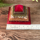 VALERIA - Violet Flame Golden Ratio Special Edition Pyramid! - EMF Protector - Botswana Agate, Rhodonite and Ruby with Copper and Brass Metals
