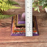LEONA - Violet Flame Golden Ratio Special Edition Pyramid! - EMF Protector - Amethyst, Garnet, Rhodonite, Red Jasper & Rose Quartz with Brass Metals